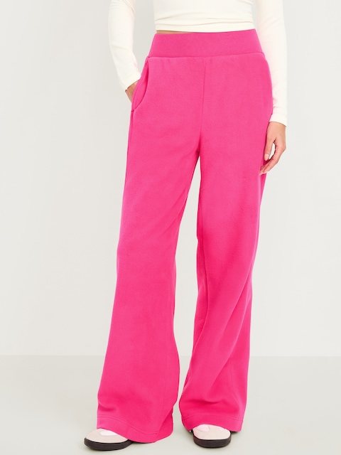 Extra High-Waisted Microfleece Wide-Leg Sweatpants - Flamingo A Go