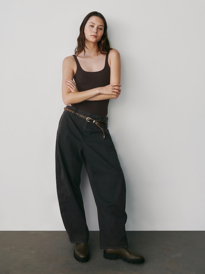 ミッドライズ ツイル バレルパンツ-7