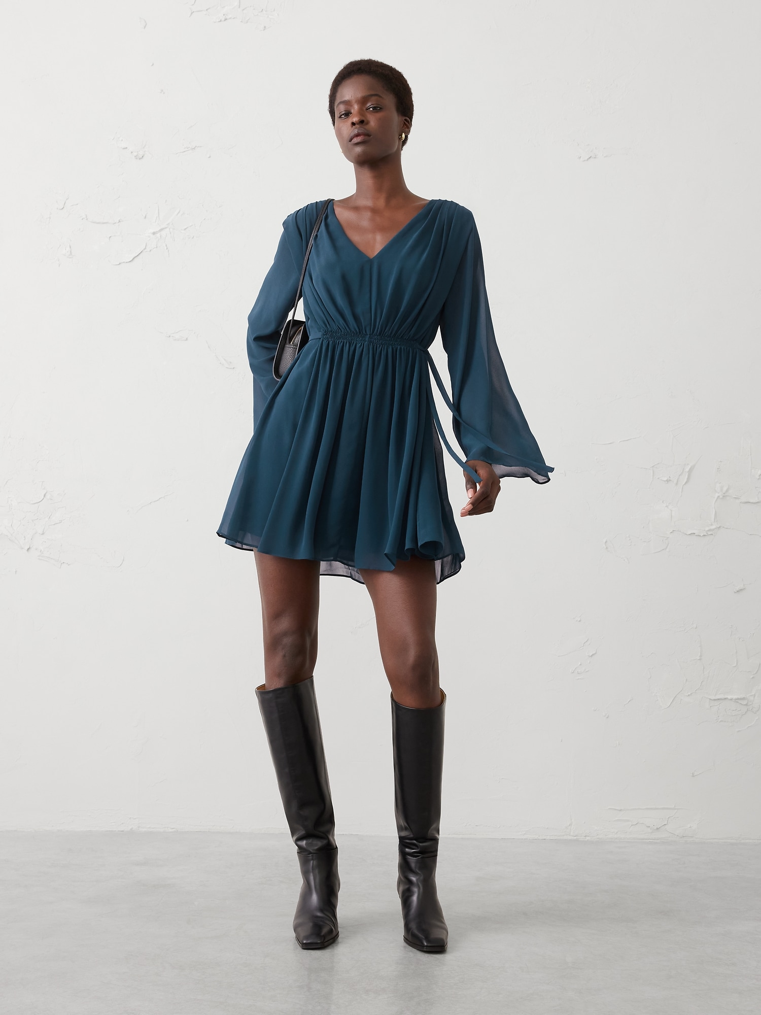 Chiffon Side-Tie Mini Dress