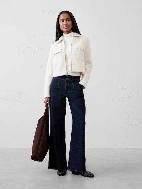 Wide-Leg High-Rise Darted Trouser Jean