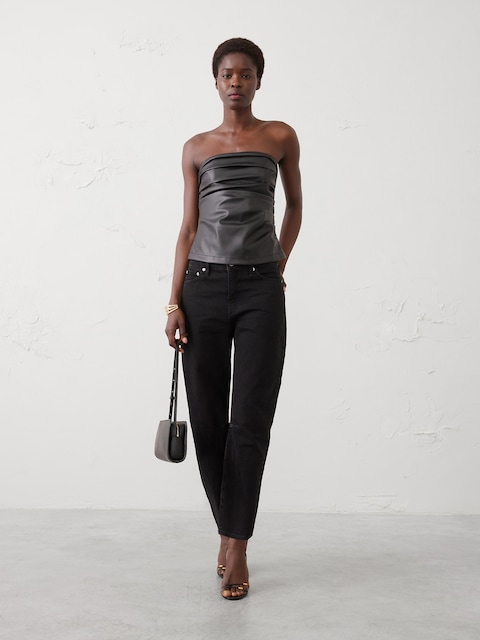 Vegan Leather Pleated Bustier
