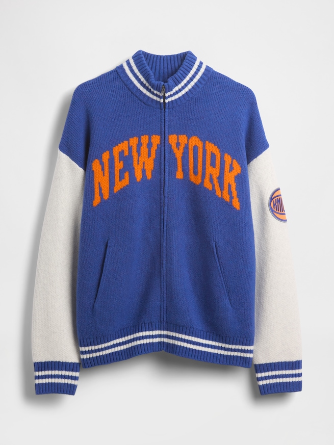 CashSoft カシミヤタッチ NBA New York Kicks ロゴ ジップアップセーター-3