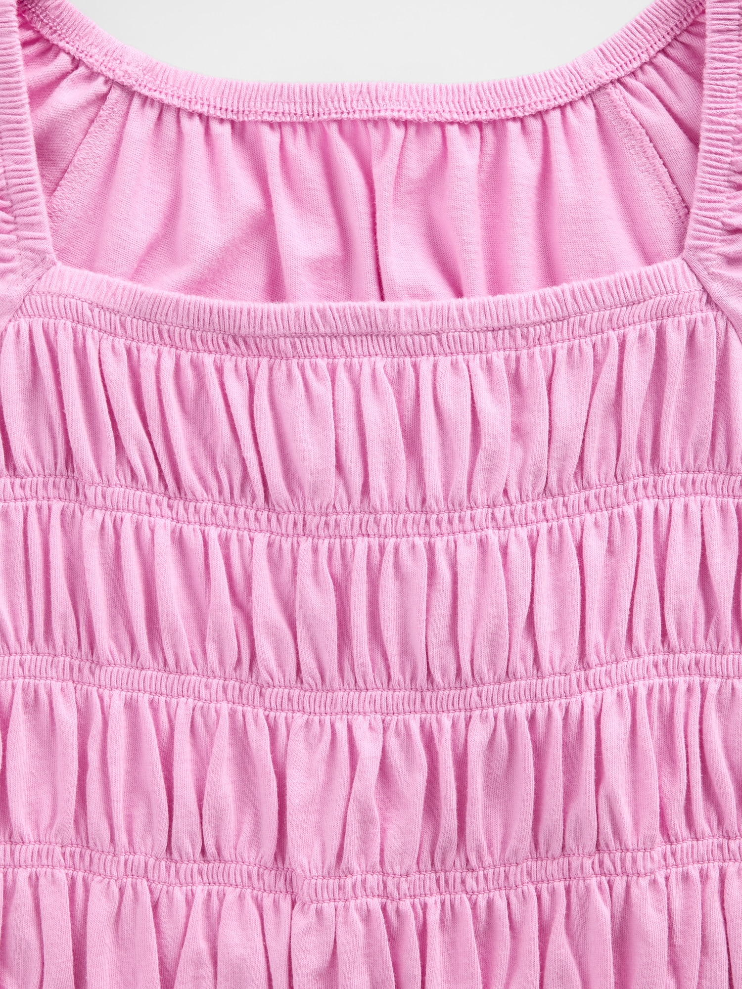 スモッキングギャザー スクエアネック トップス (キッズ)-3