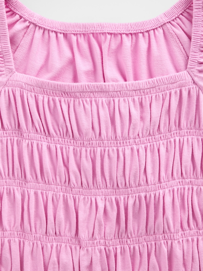 スモッキングギャザー スクエアネック トップス (キッズ)-3