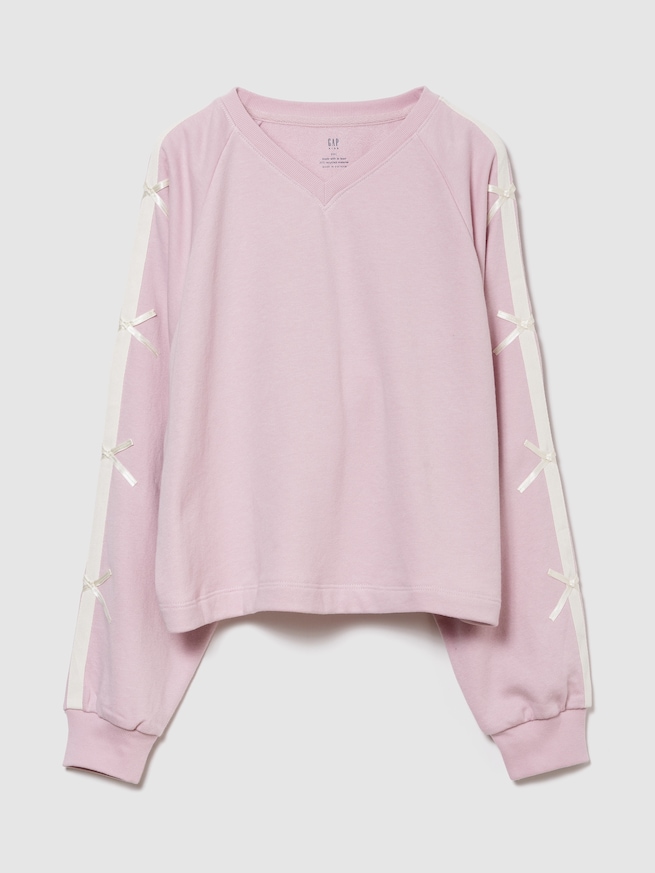 ヴィンテージソフト Vネック リボンスウェットシャツ (キッズ)-0