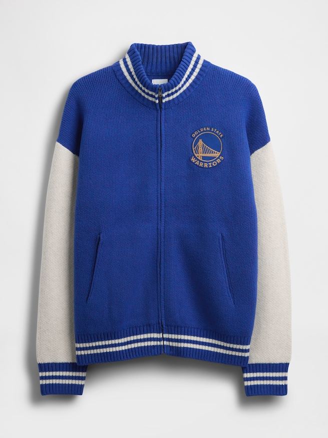 CashSoft カシミヤタッチ NBA ゴールデンステイト ウォリアーズ ロゴ ジップアップセーター-4