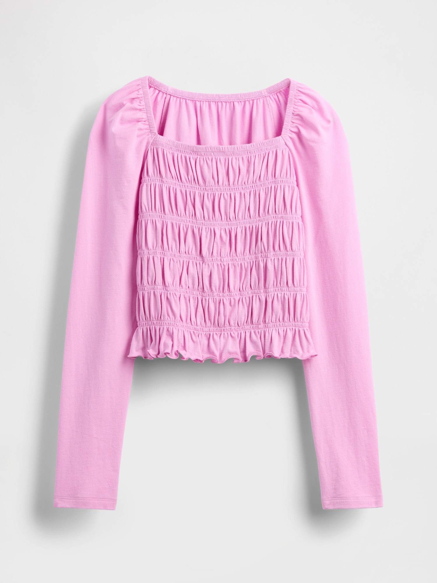 スモッキングギャザー スクエアネック トップス (キッズ)-1