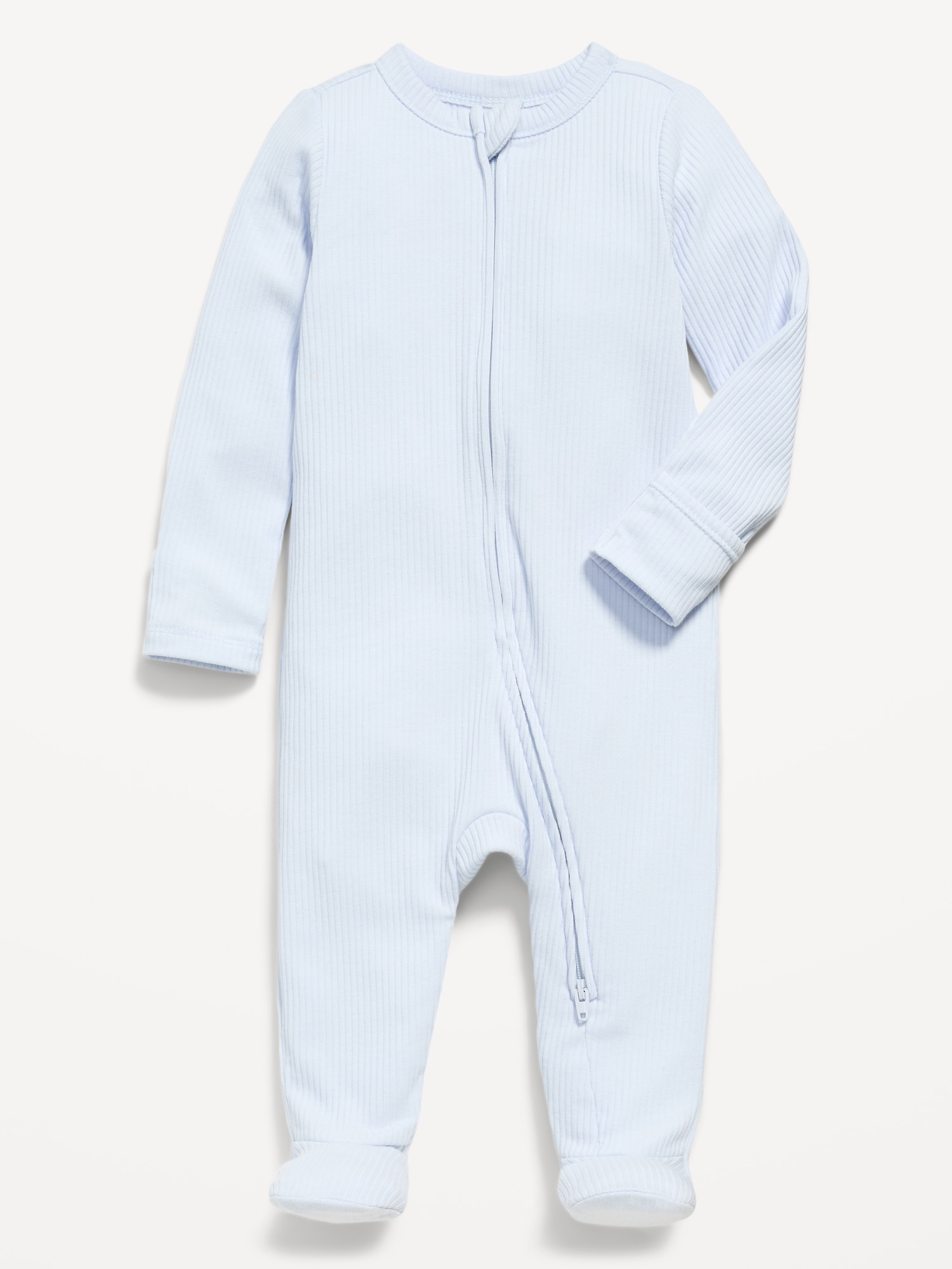 UNE-PIÈCE À PIEDS NUIT OU JEU CÔTELÉE À GLISSIÈRE BIDIRECTIONNELLE POUR BÉBÉ
