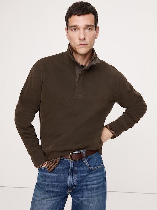 ダブルニット モックネック スウェットシャツ ダブルニット モックネック スウェットシャツ