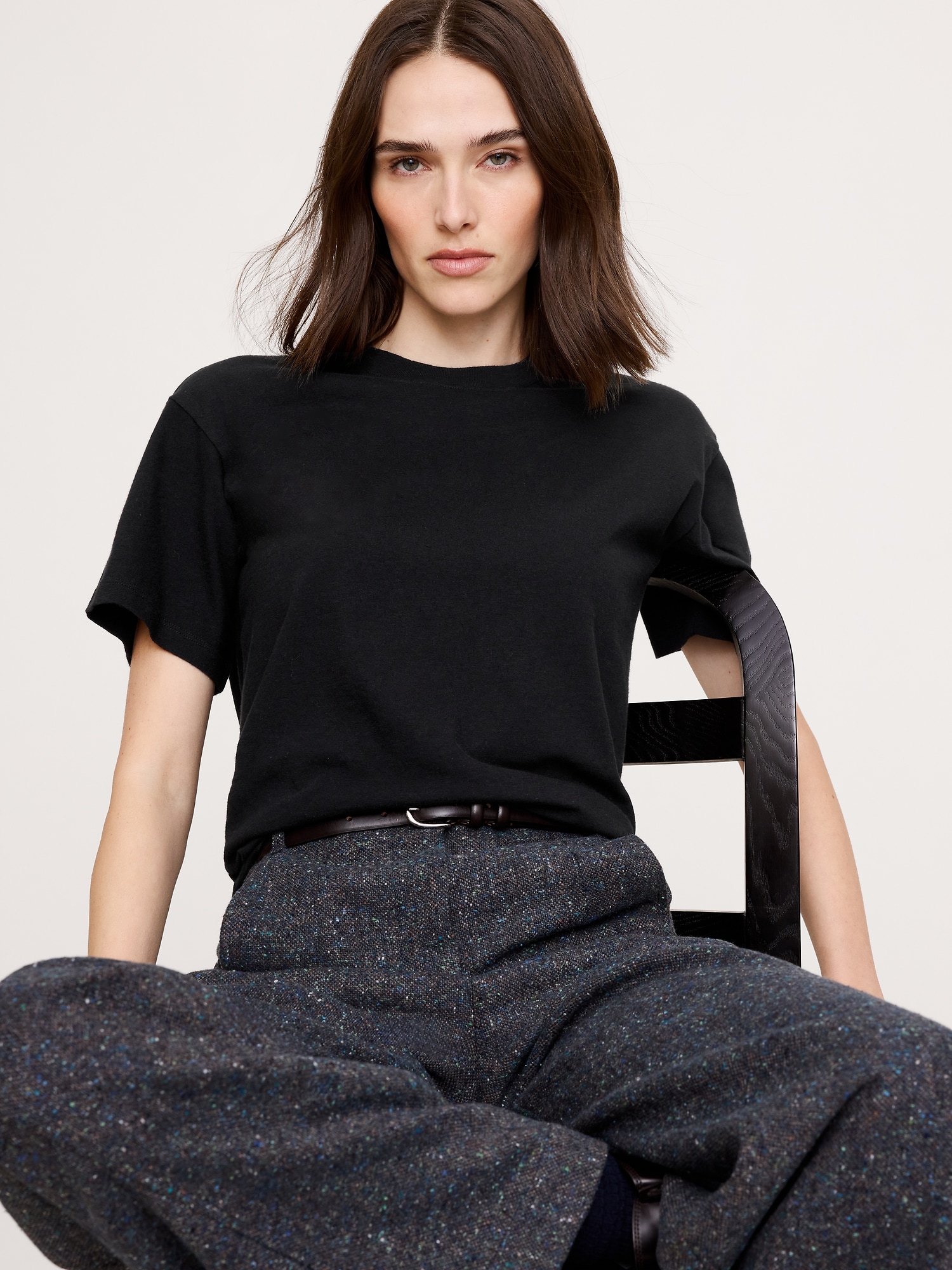 Cotton Slub Boyfriend Crew-Neck T-Shirt