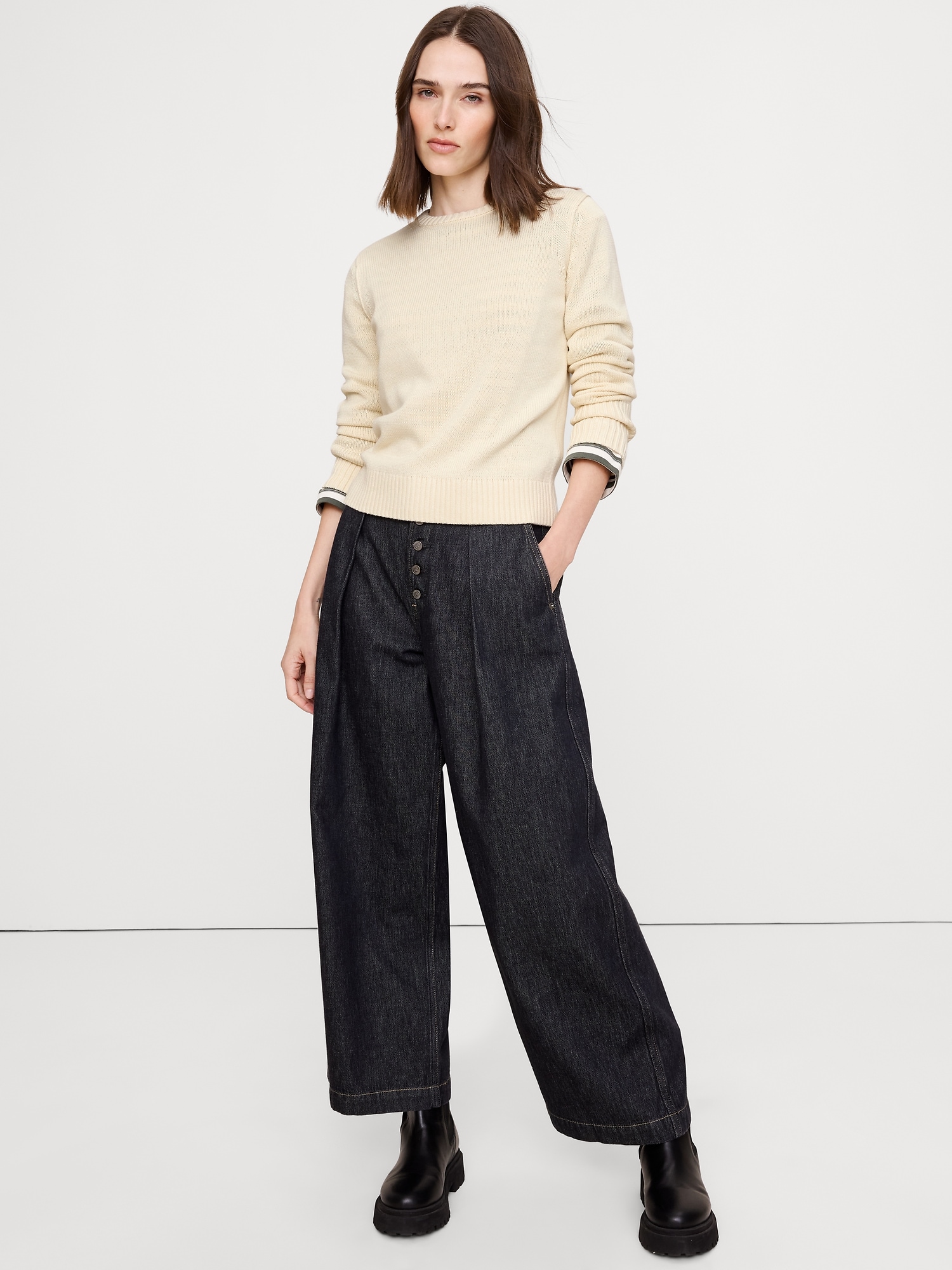 CHANDAIL RAS DU COU EN COTON ET SOIE DOUCEUR INFINIE