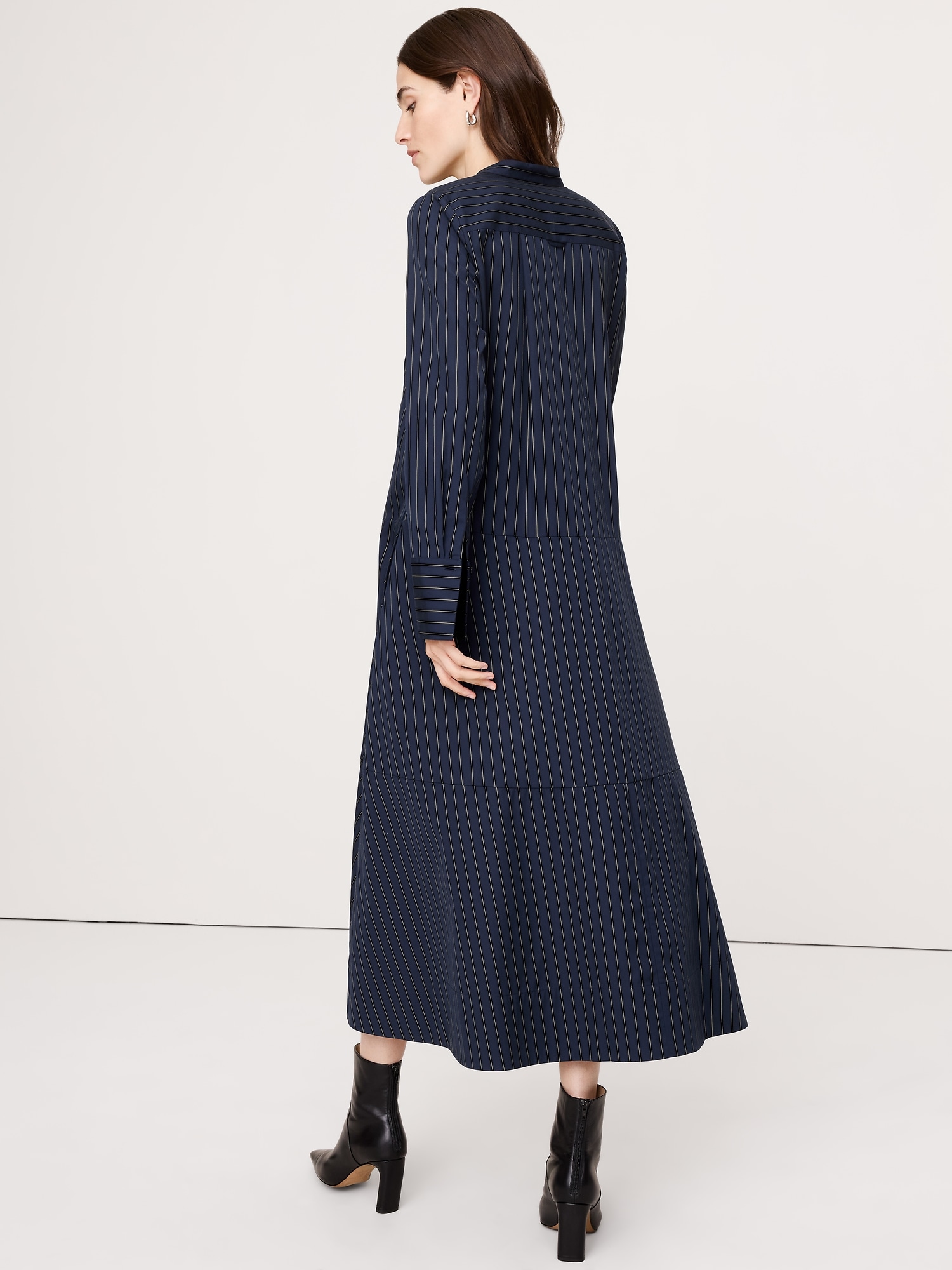 コットン トラペーズ シャツドレス-1 コットン トラペーズ シャツドレス-1