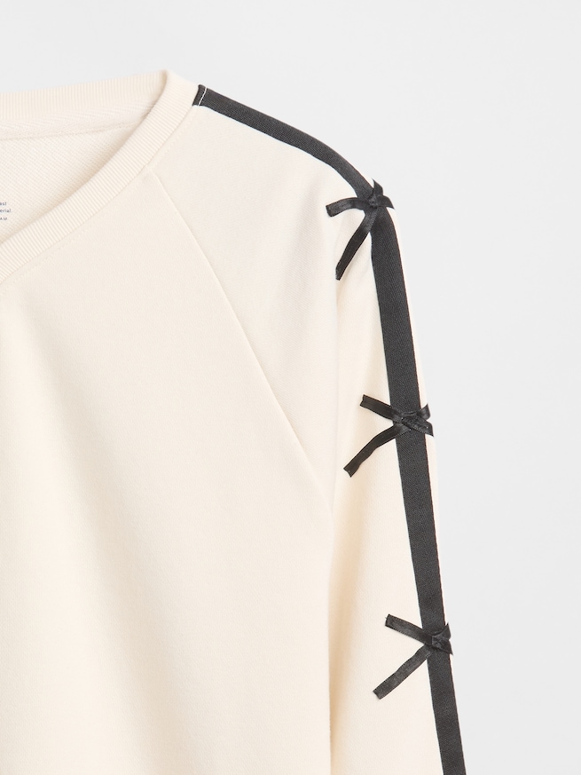 ヴィンテージソフト Vネック リボンスウェットシャツ (キッズ)-2