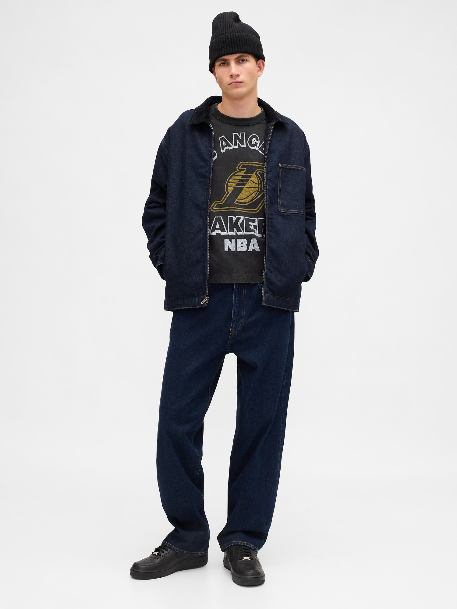 NBA ロサンゼルス レイカーズ クロップドグラフィックTシャツ-1