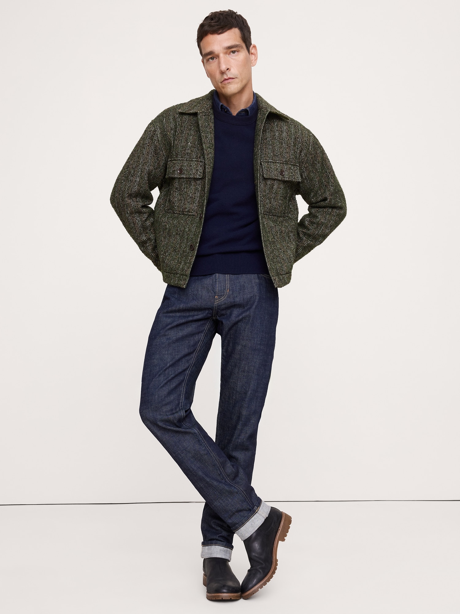 リラックスフィット ヘビー オーバーシャツ (ウール混)-2