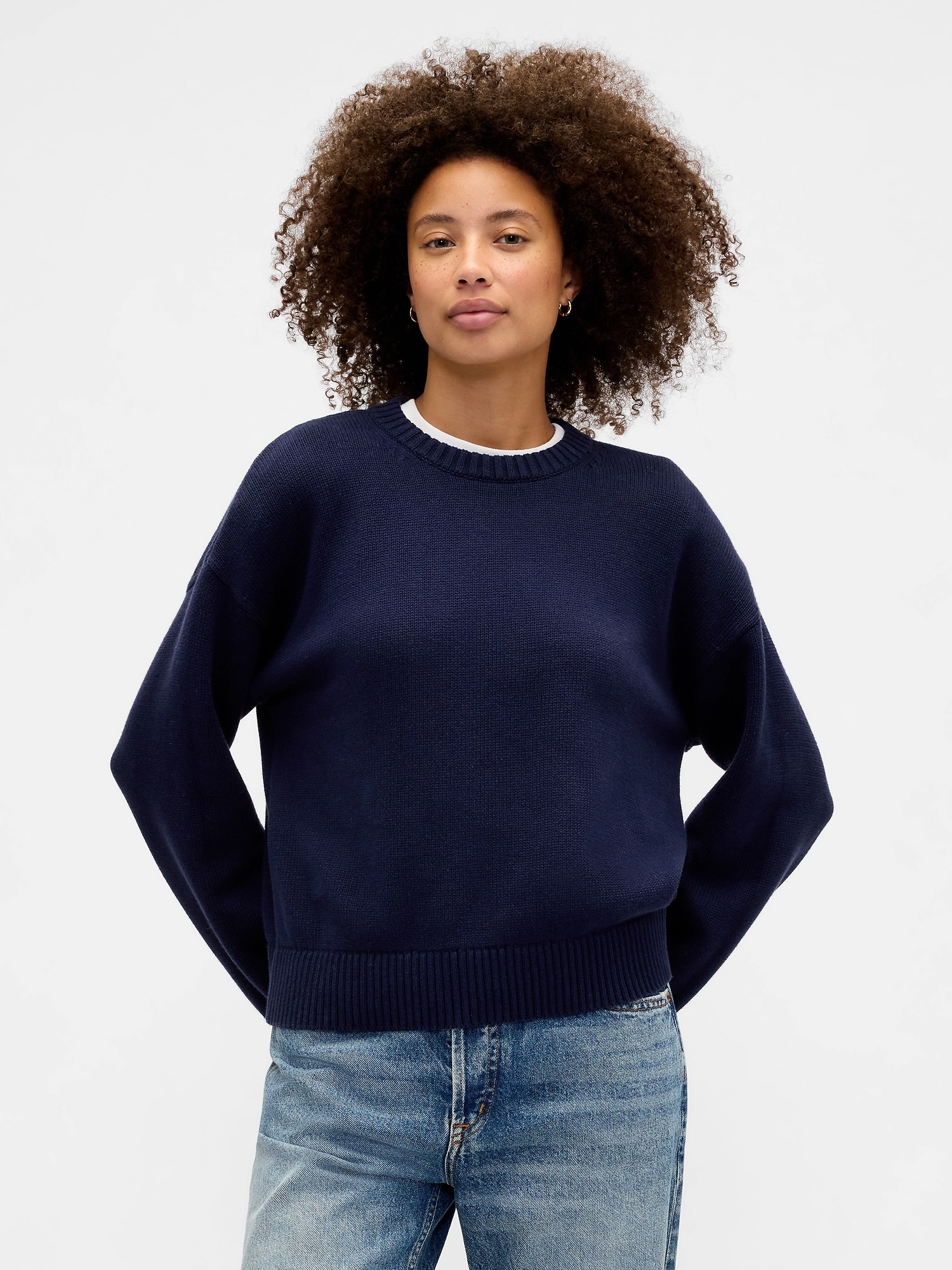 Relaxed Cotton Crewneck Sweater
