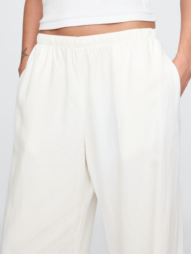 リネンブレンド イージーワイドヘムパンツ-7