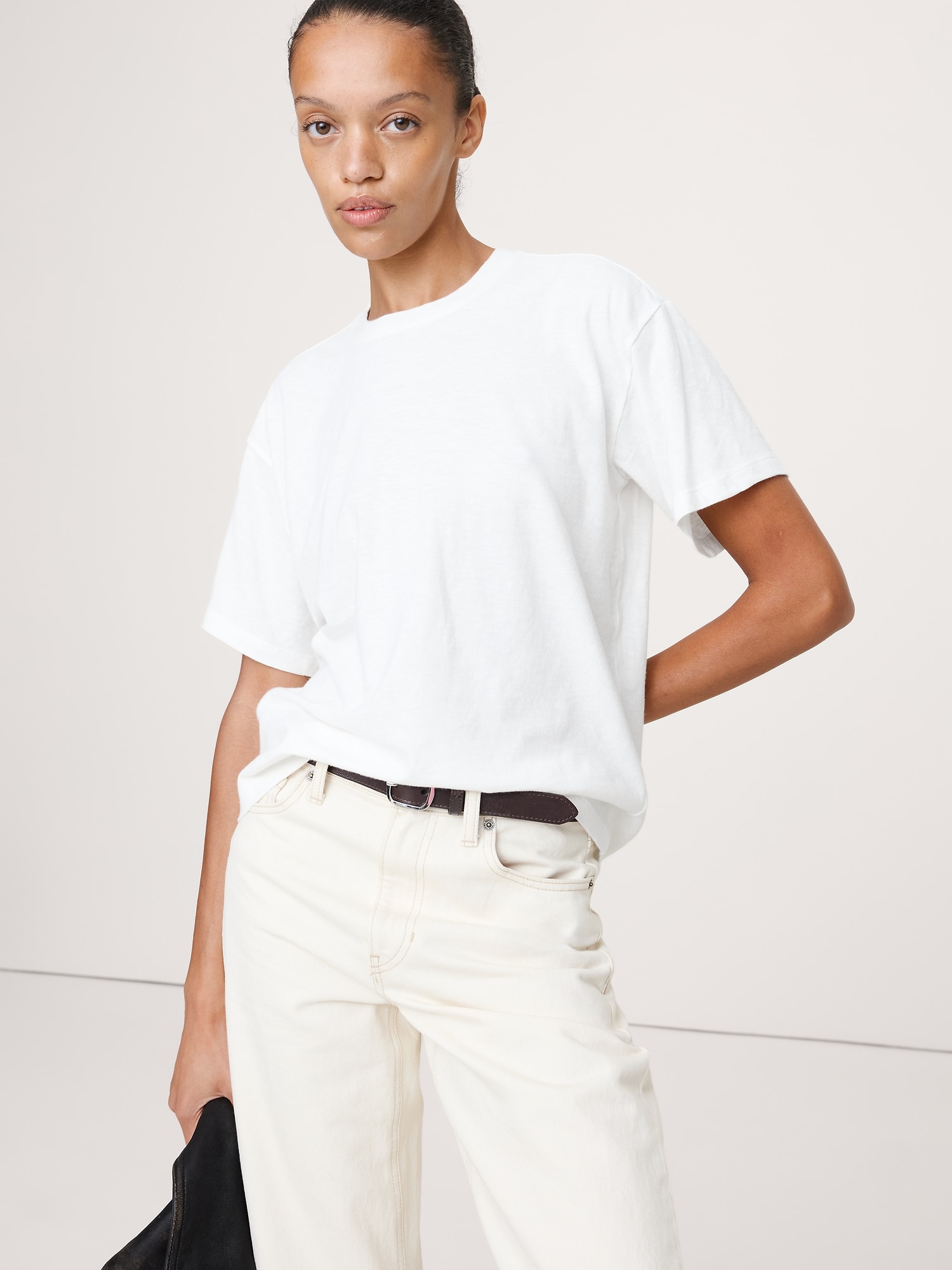 Cotton Slub Boyfriend Crew-Neck T-Shirt