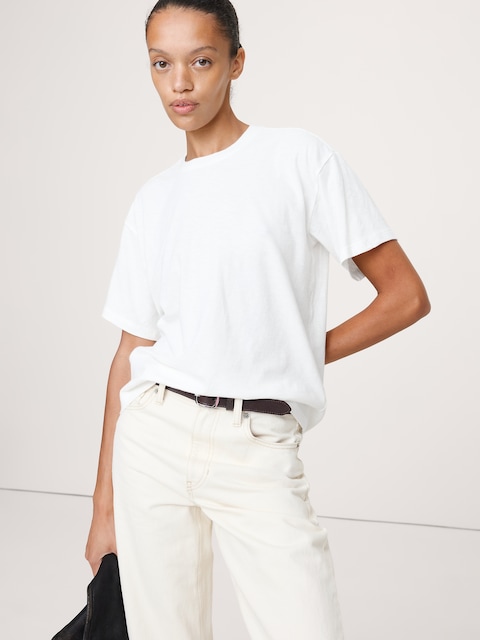 Cotton Slub Boyfriend Crew-Neck T-Shirt