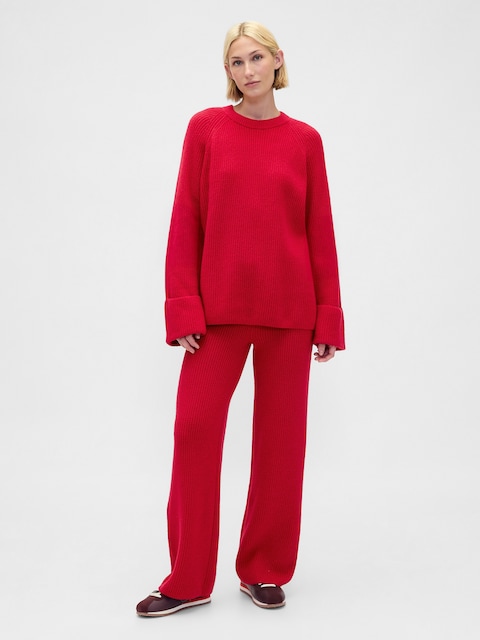 CashSoft Shaker-Stitch Sweater Pants