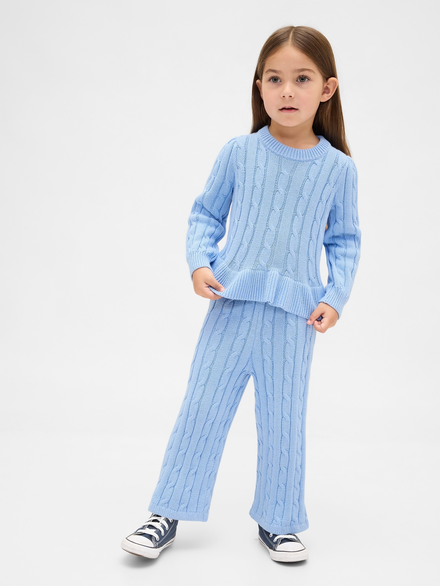 ENSEMBLE AVEC CHANDAIL EN TRICOT TORSADÉ À DEMI-GLISSIÈRE POUR BÉBÉ ET TOUT-PETIT