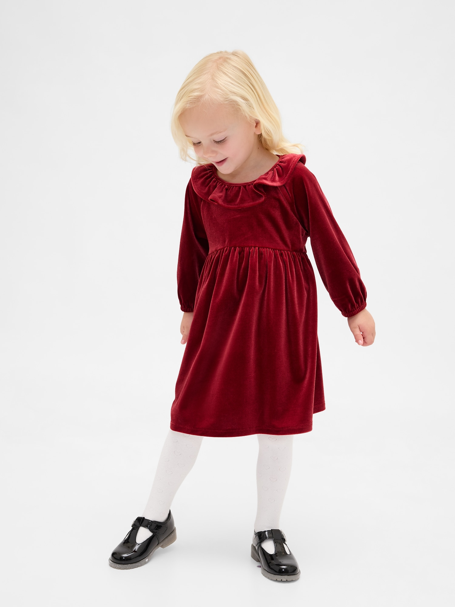 Baby & Toddler Velour Ruffle Collar Dress