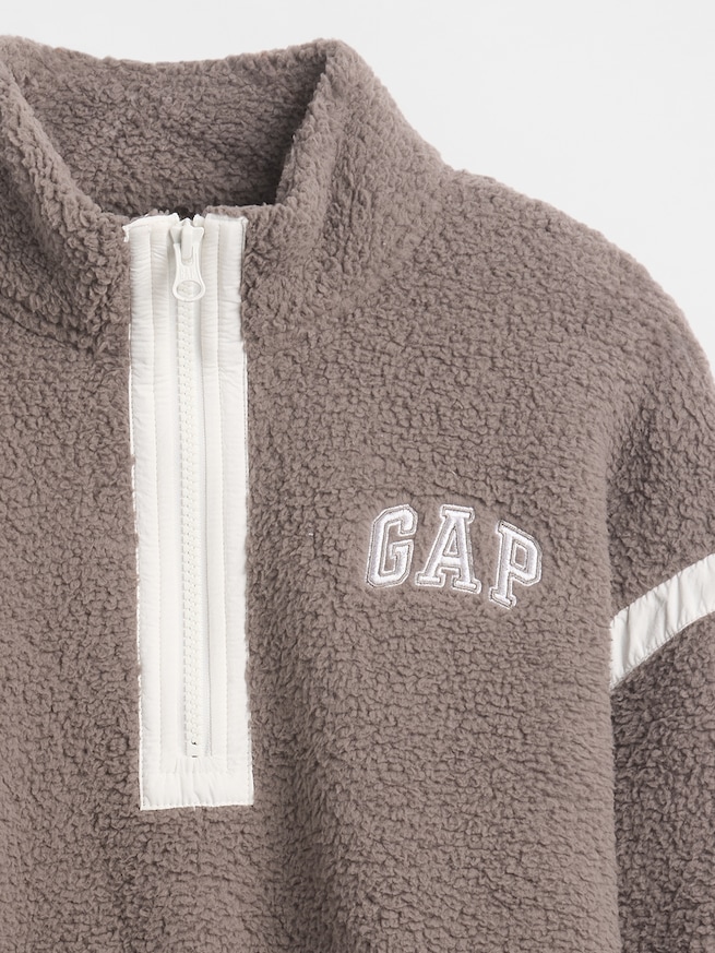 リサイクル リラックスフィット  ボア ハーフジップ スウェットシャツ (キッズ)-2