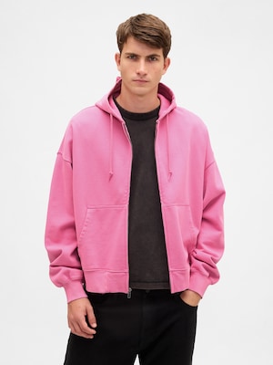 ヘビーウェイト オーバーサイズ クロップド ジップアップパーカー