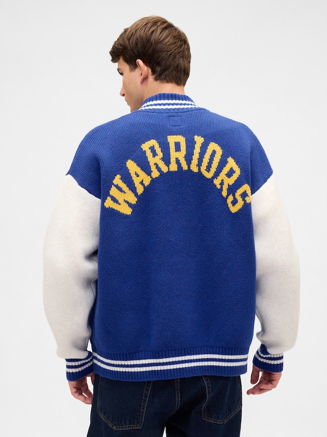 CashSoft カシミヤタッチ NBA ゴールデンステイト ウォリアーズ ロゴ ジップアップセーター-2