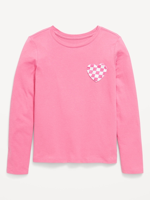 Softest Long-Sleeve Heart-Pocket T-Shirt for Girls