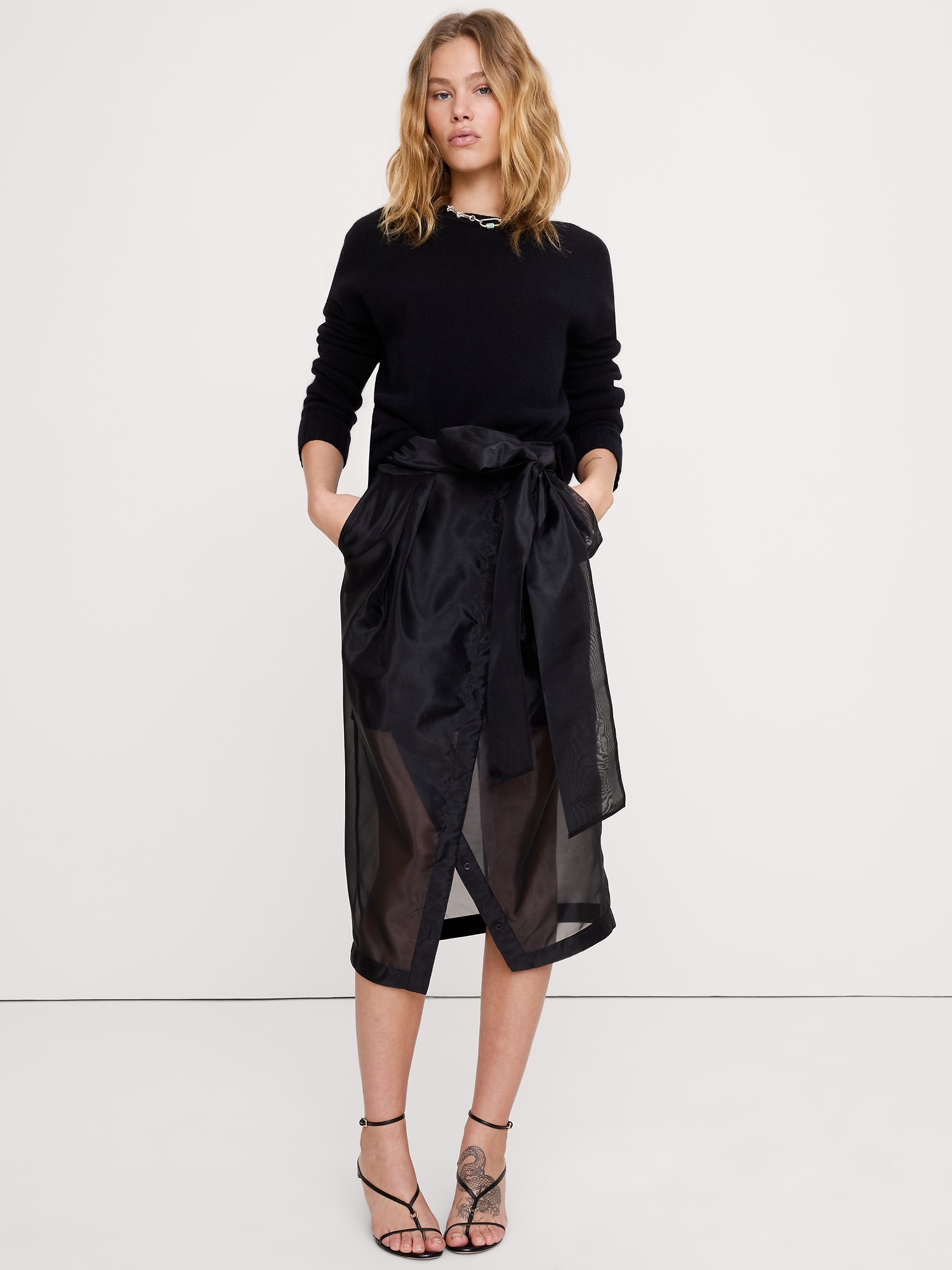 Organza Midi Wrap Skirt