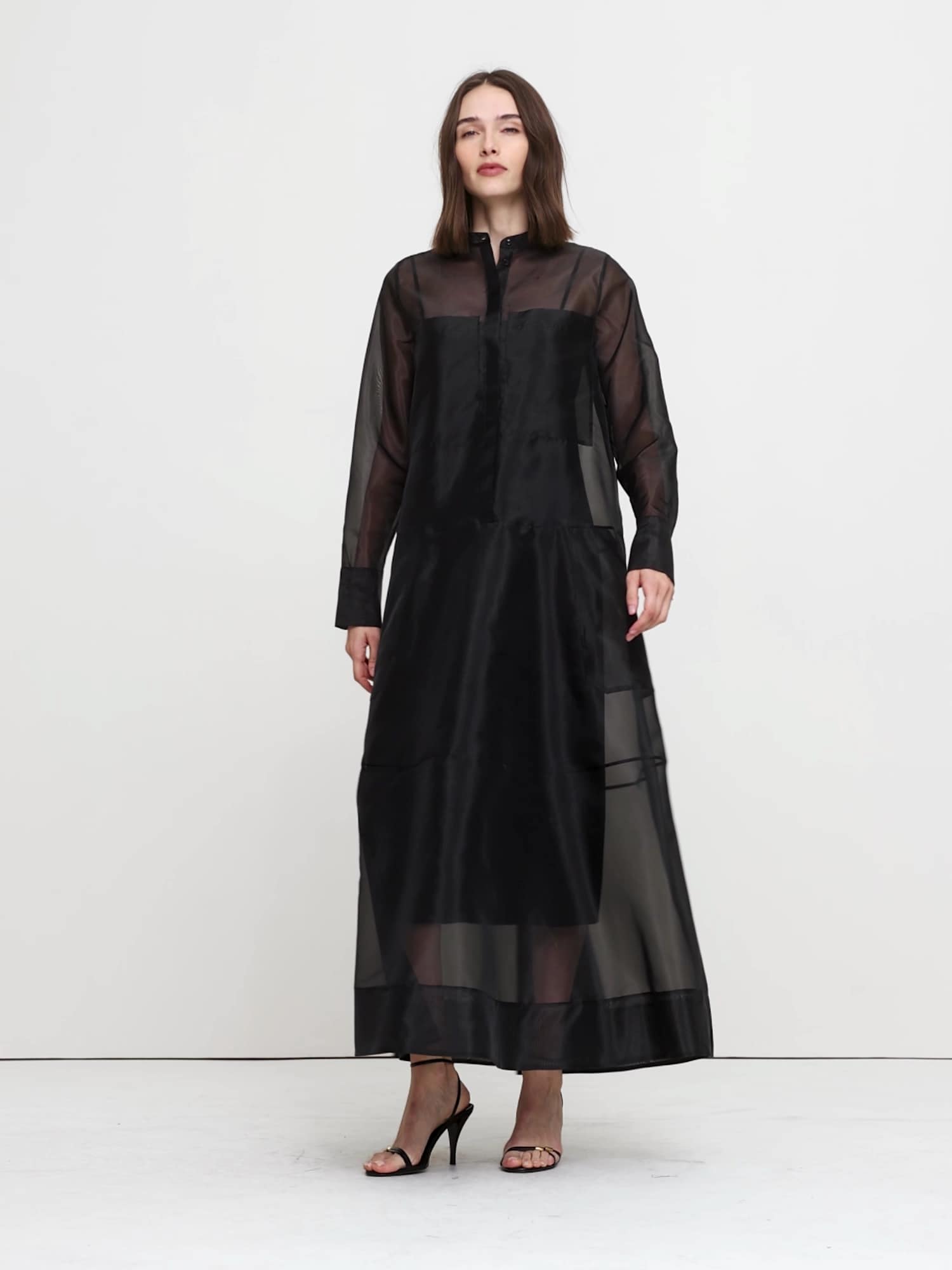 オーガンザ マキシ シャツドレス-6 オーガンザ マキシ シャツドレス-6