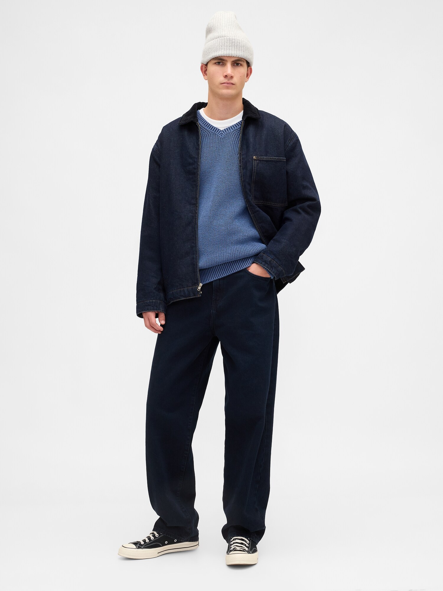 リラックスフィット Vネックセーター-1