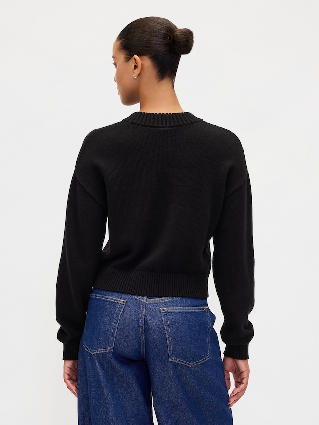 リラックスフィット クロップド クルーネックセーター-2