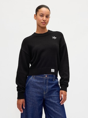 リラックスフィット クロップド クルーネックセーター