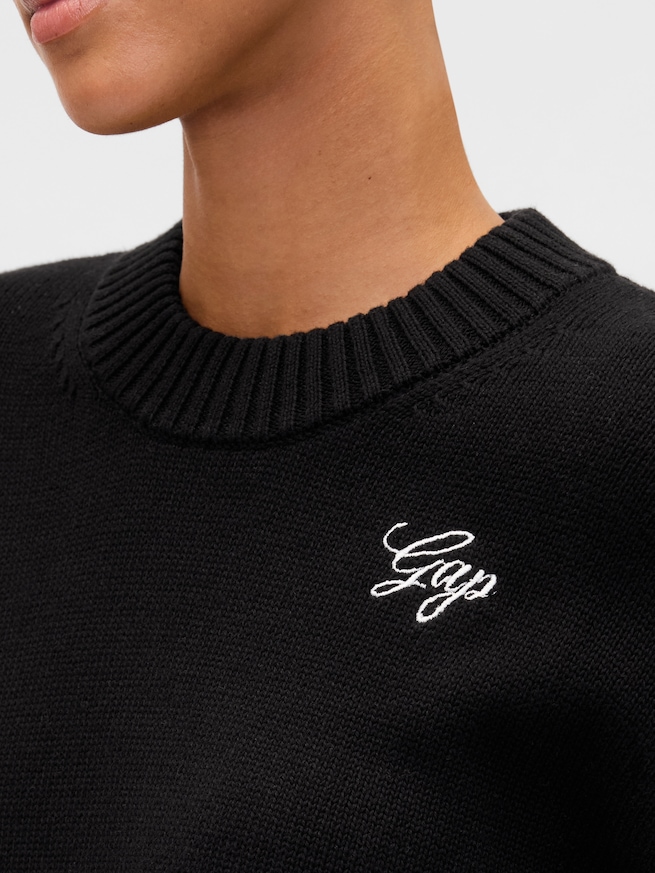 リラックスフィット クロップド クルーネックセーター-4