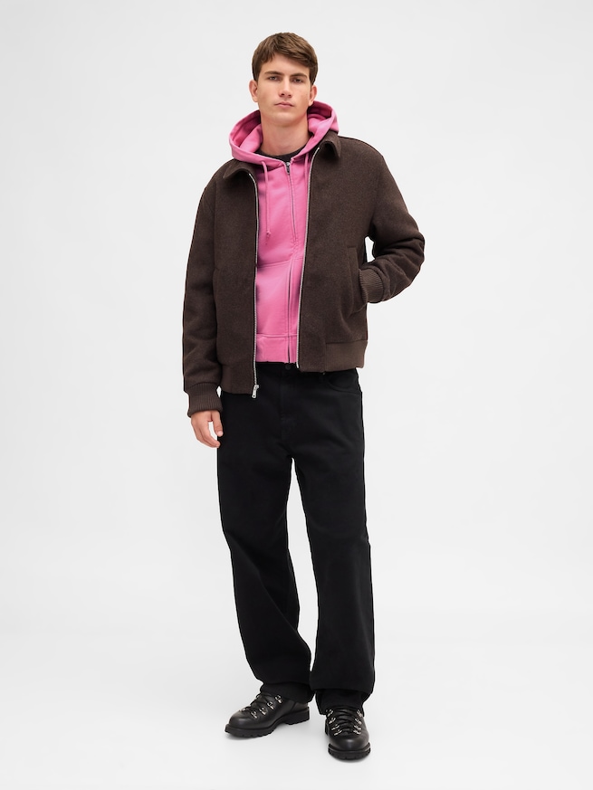 ヘビーウェイト オーバーサイズ クロップド ジップアップパーカー-1