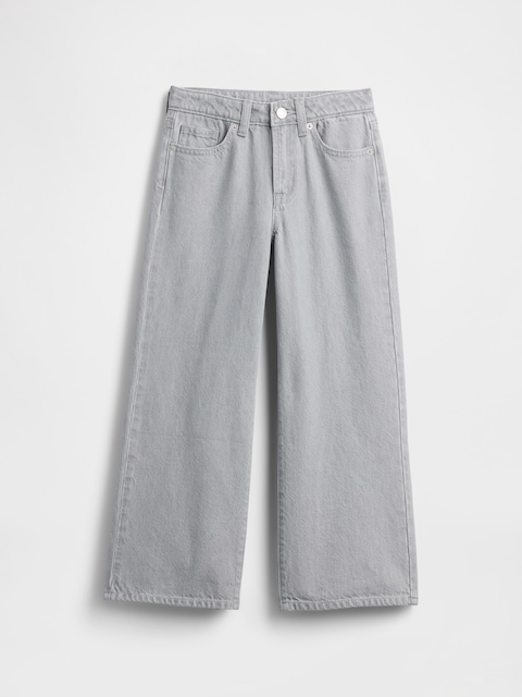 Kids High Rise Wide-Leg Ankle Jeans