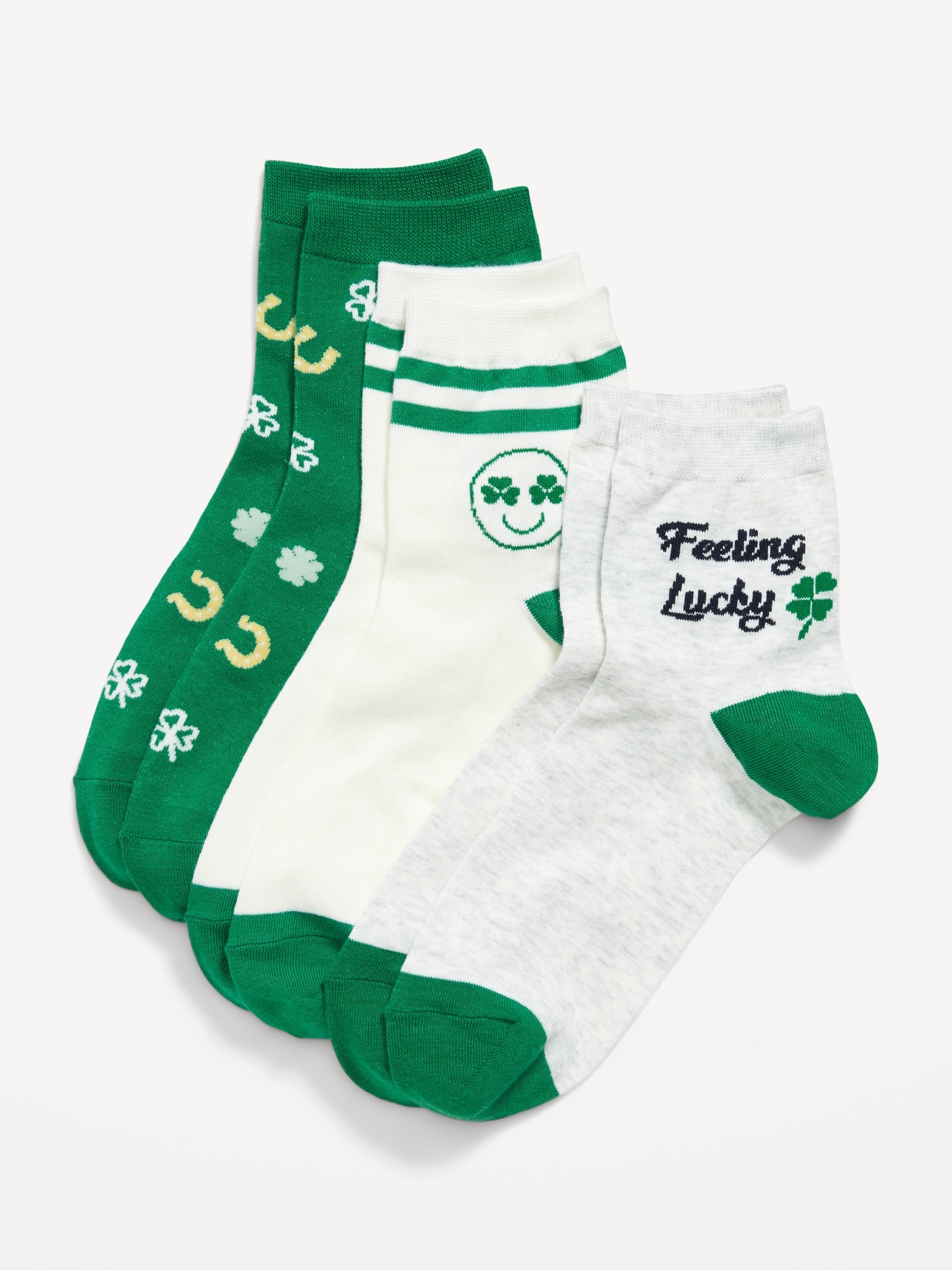 Novelty Quarter Crew Socks 3-Pack for Women