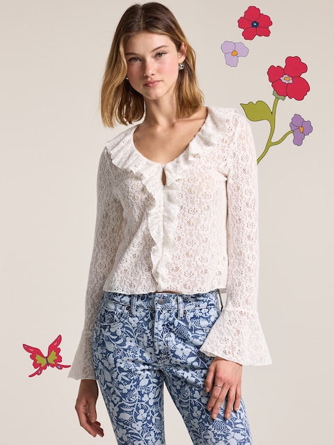 HAUT EN DENTELLE À MOTIF FLORAL À ENCOLURE EN V OLD NAVY X ANNA SUI