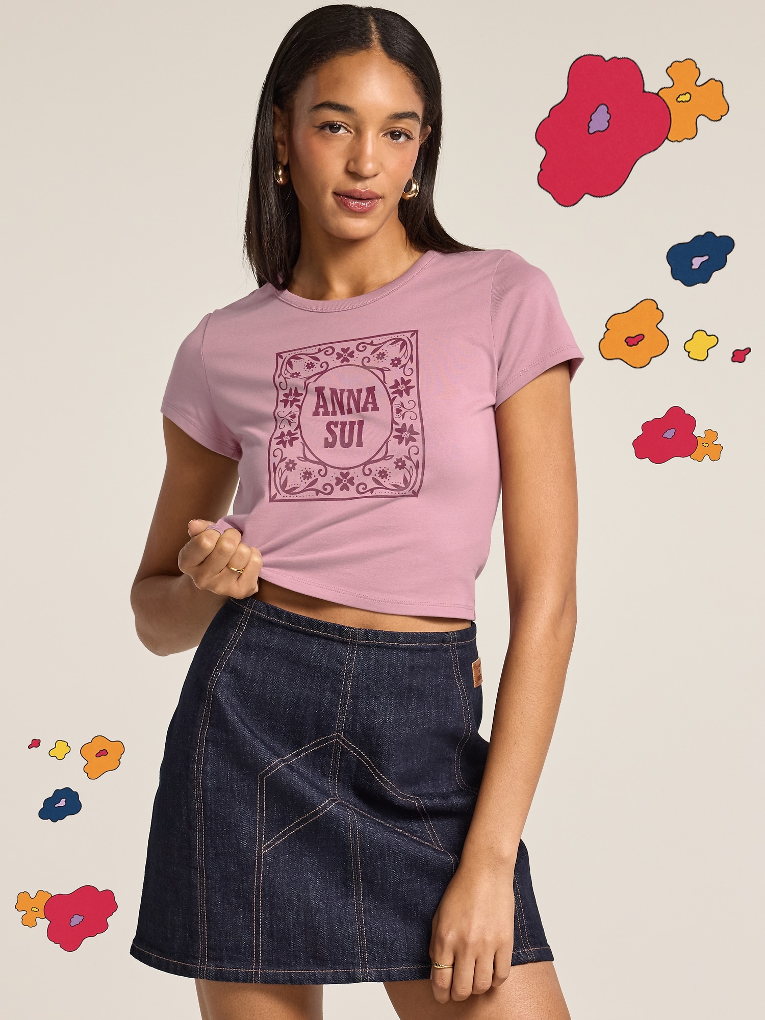 T-SHIRT À BORDURES CONTRASTANTES OLD NAVY X ANNA SUI