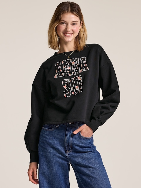 Old Navy x Anna Sui Crew Neck Graphic Fleece Sweatshirt