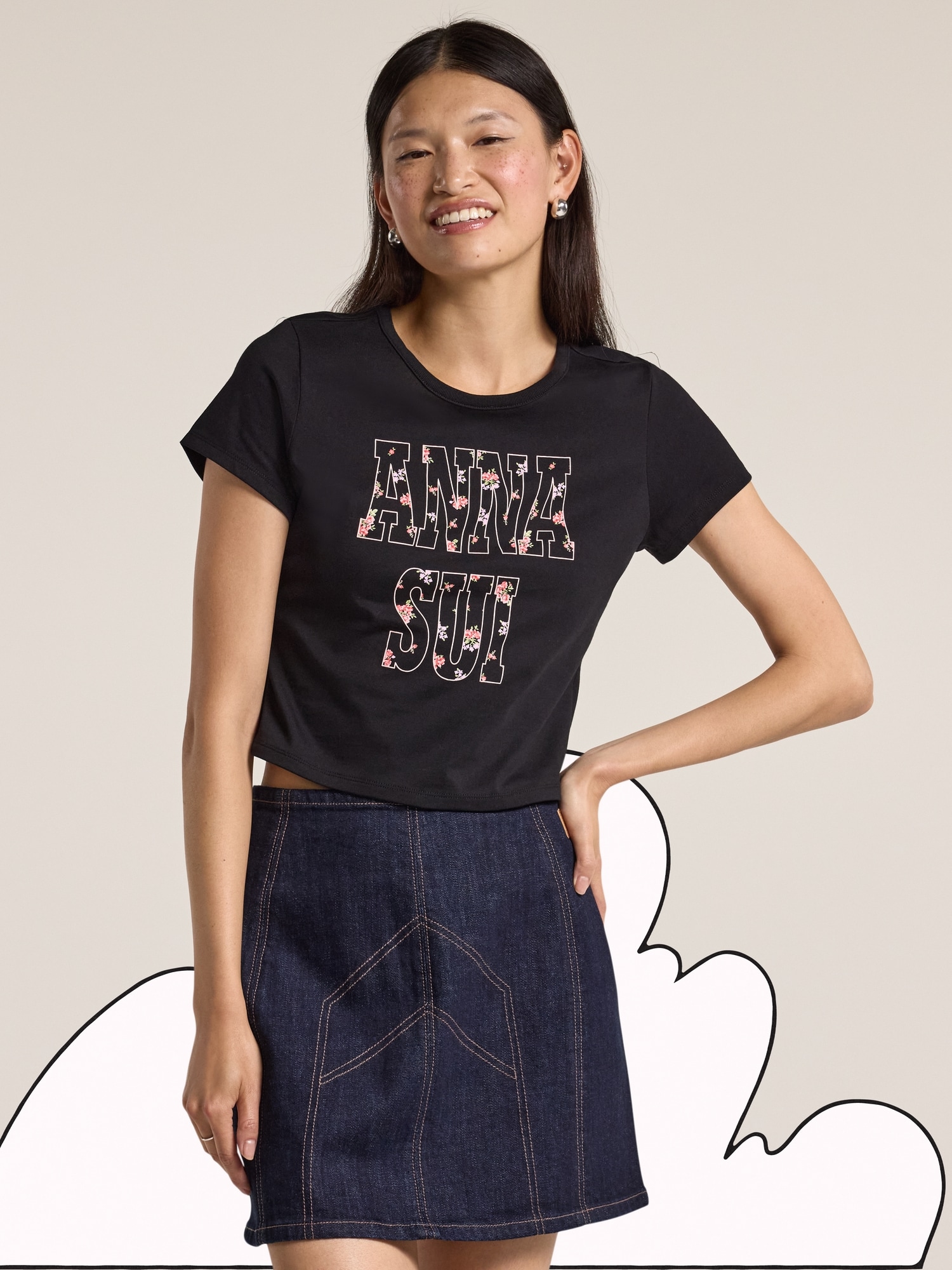 T-SHIRT À BORDURES CONTRASTANTES OLD NAVY X ANNA SUI