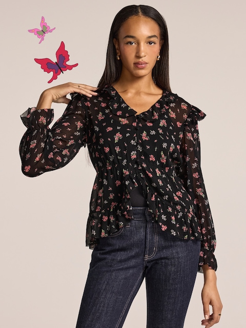 HAUT BOUTONNÉ EN CHIFFON À VOLANTS OLD NAVY X ANNA SUI