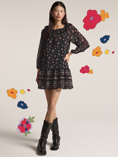 Old Navy x Anna Sui Chiffon Tiered Ruffle Mini Dress