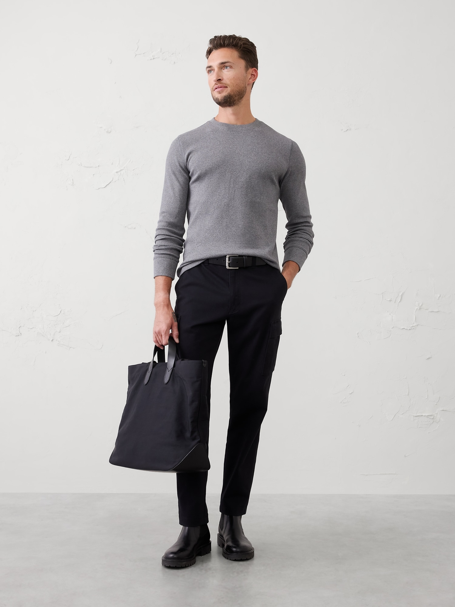 HAUT À ENFILER EN TRICOT À CÔTES FINES, COUPE STANDARD