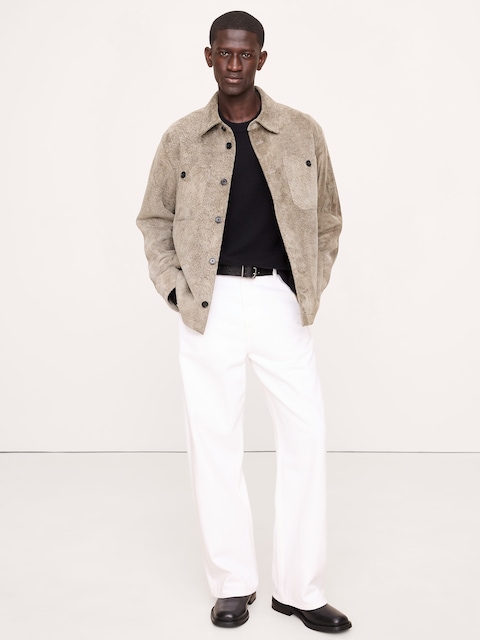 VESTE-CHEMISE DÉCONTRACTÉE EN SUÈDE TEXTURÉ