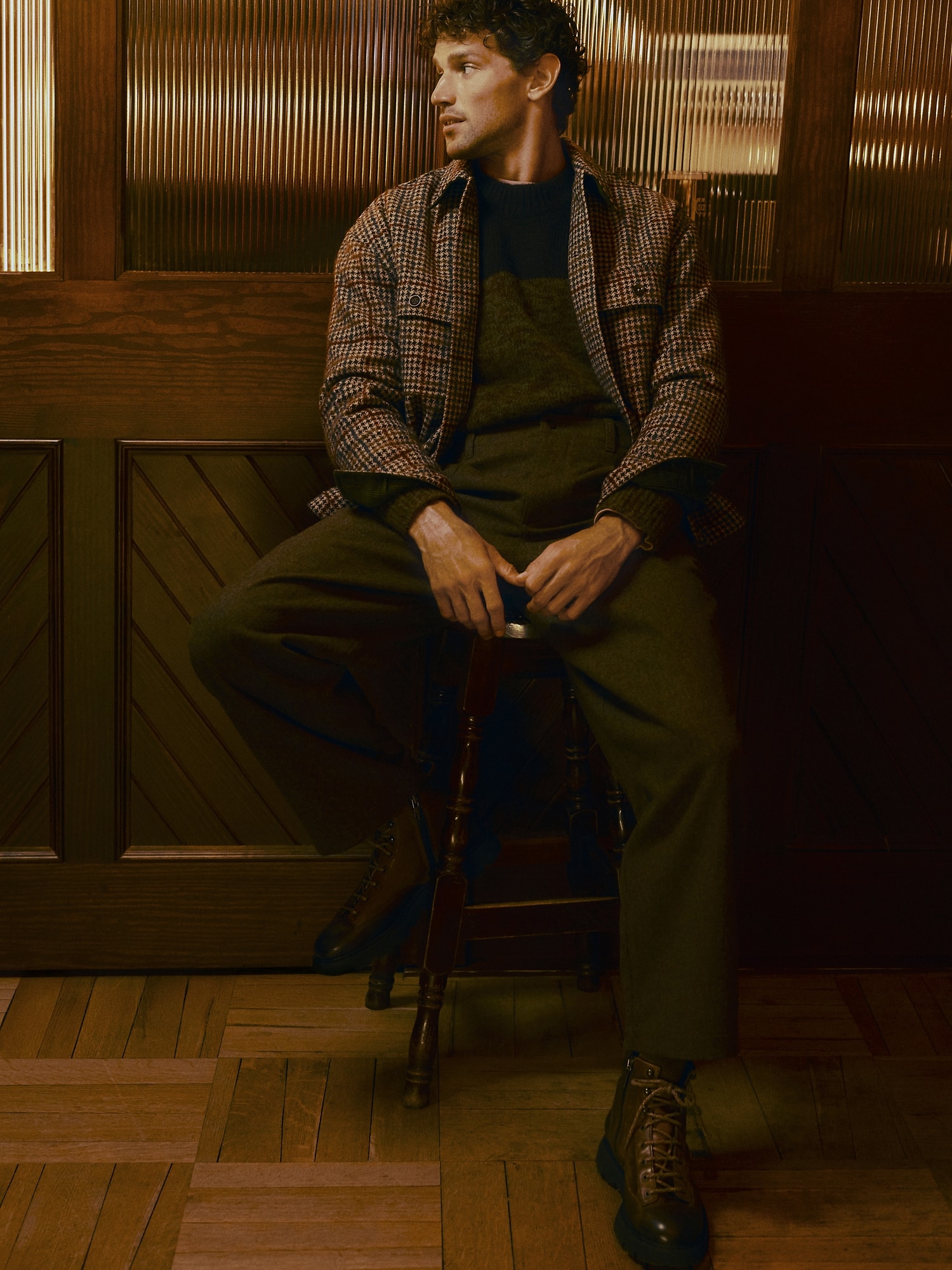 ルーズ プリーツ ウールブレンド パンツ-4