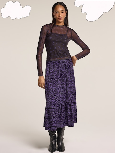 Old Navy x Anna Sui Tiered Midi Skirt