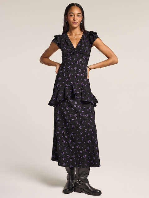 ROBE LONGUE EN CRÊPE À VOLANTS À COL EN V OLD NAVY X ANNA SUI